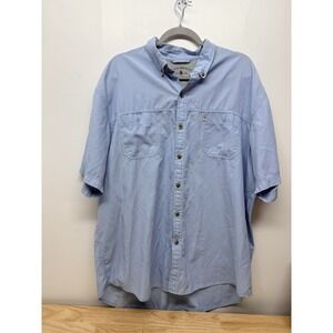 G.H. Bass & Co Mens XXL Blue Button Up Shirt Short Sleeve Outdoor Casual #17